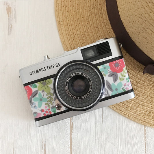 Vintage Film Camera Olympus Trip 35 35mm | Flower Pattern PVC