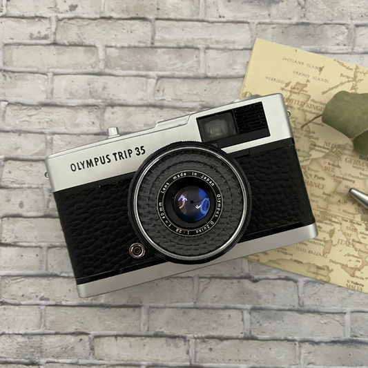 Vintage 35mm Film Camera Olympus Trip 35 35mm   | Black Leather