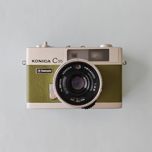 Vintage 35mm Film Camera KONICA C35 | Matcha Green Leather