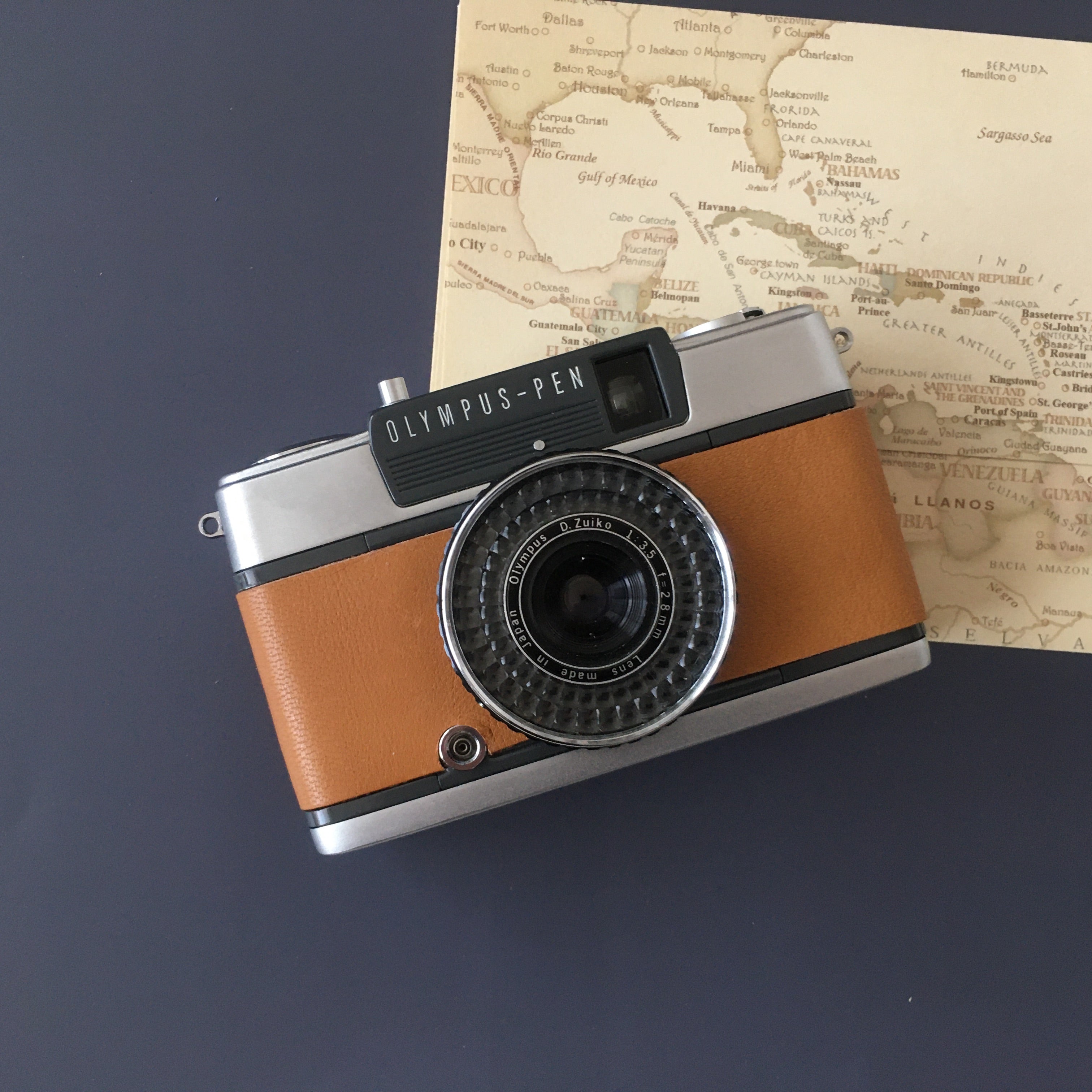 Olympus PEN EE-2 with light brown leatehr – Contrail Camera