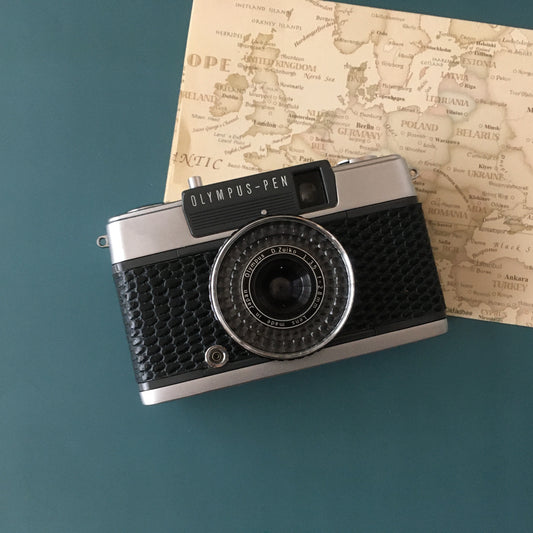 Olympus PEN EE-2  with green black lizard stamped leather