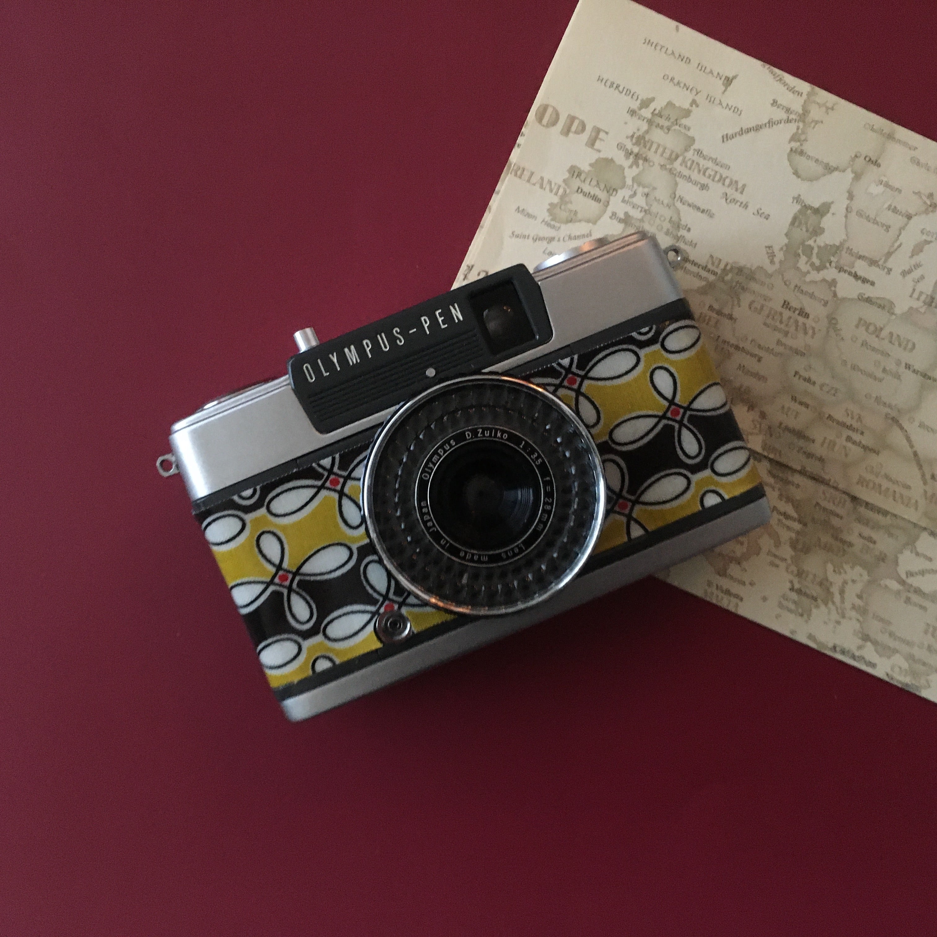 Olympus PEN EE-2 with geometrical pattern PVC – Contrail Camera