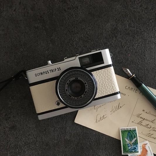 Olympus TRIP35  with ivory leather