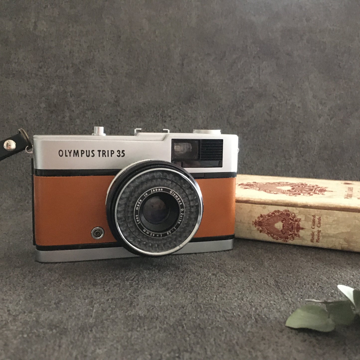 Olympus TRIP35  with caramel smooth leather