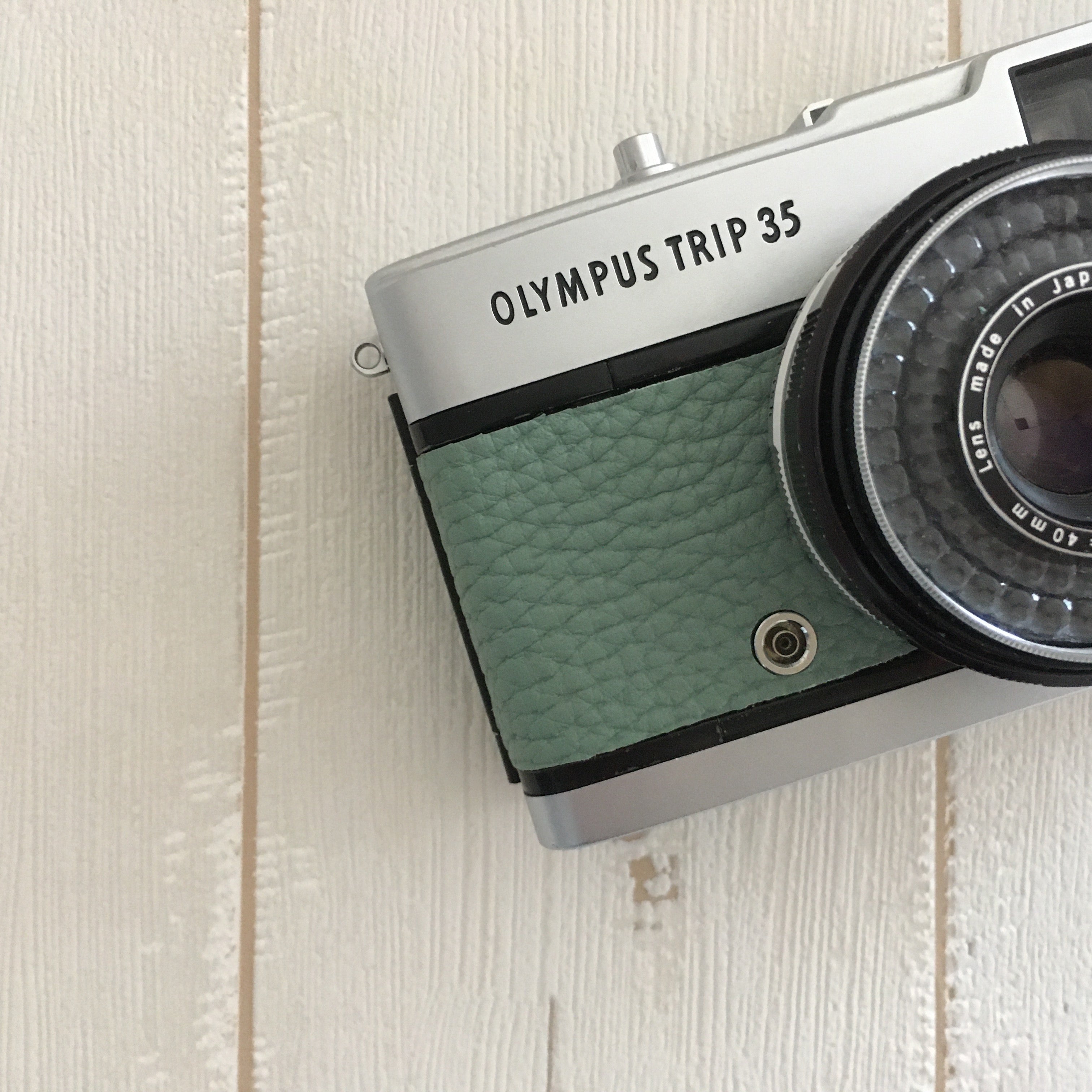 Olympus TRIP35 with water green leatehr – Contrail Camera