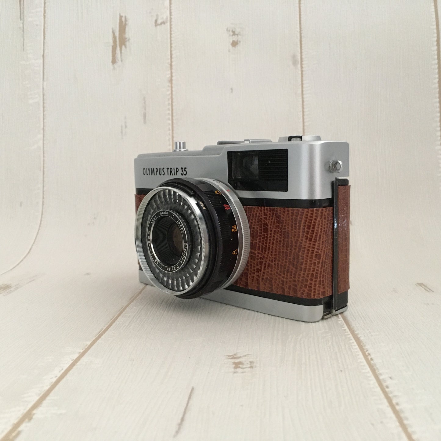 Olympus TRIP35  with lizard stamped brown leather