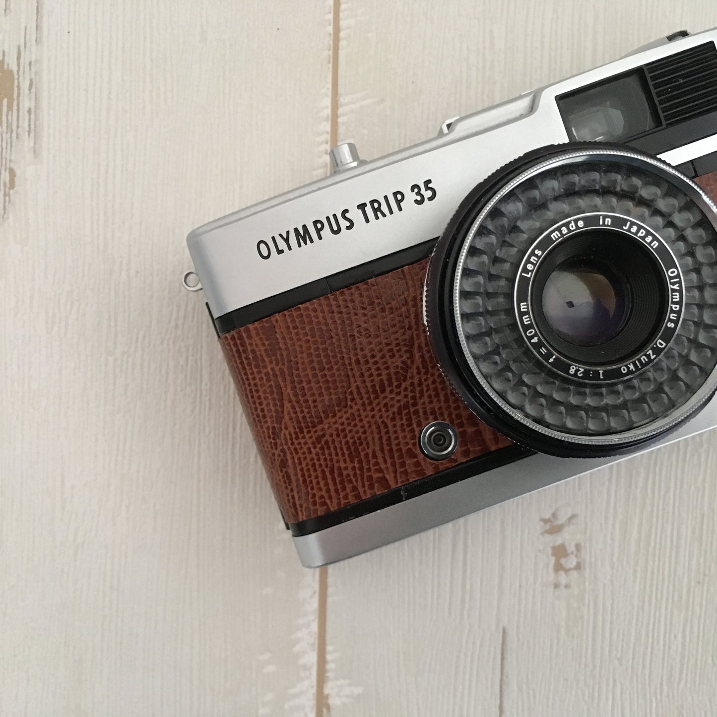Olympus TRIP35  with lizard stamped brown leather
