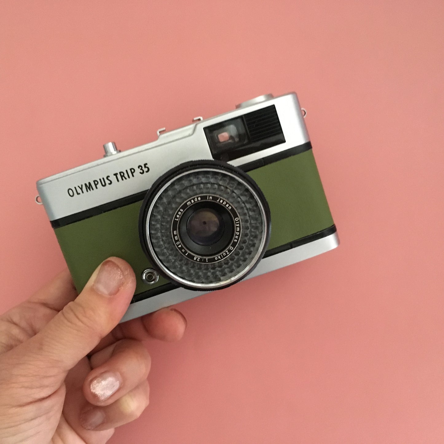 Olympus TRIP35  with green leather